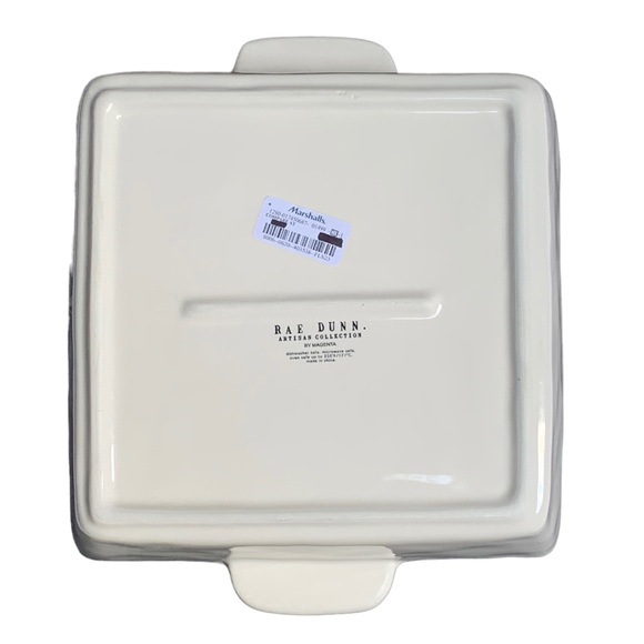 Rae Dunn CASSEROLE Baking Dish Pan White Black Large Letters Dimples NWT 2017 OG - Picture 3 of 15